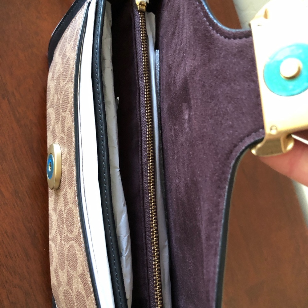 NWT Coach 91215 Leather Tabby Shoulder Bag 26 With Signature Canvas-B4/Tan Black - Picture 6 of 13